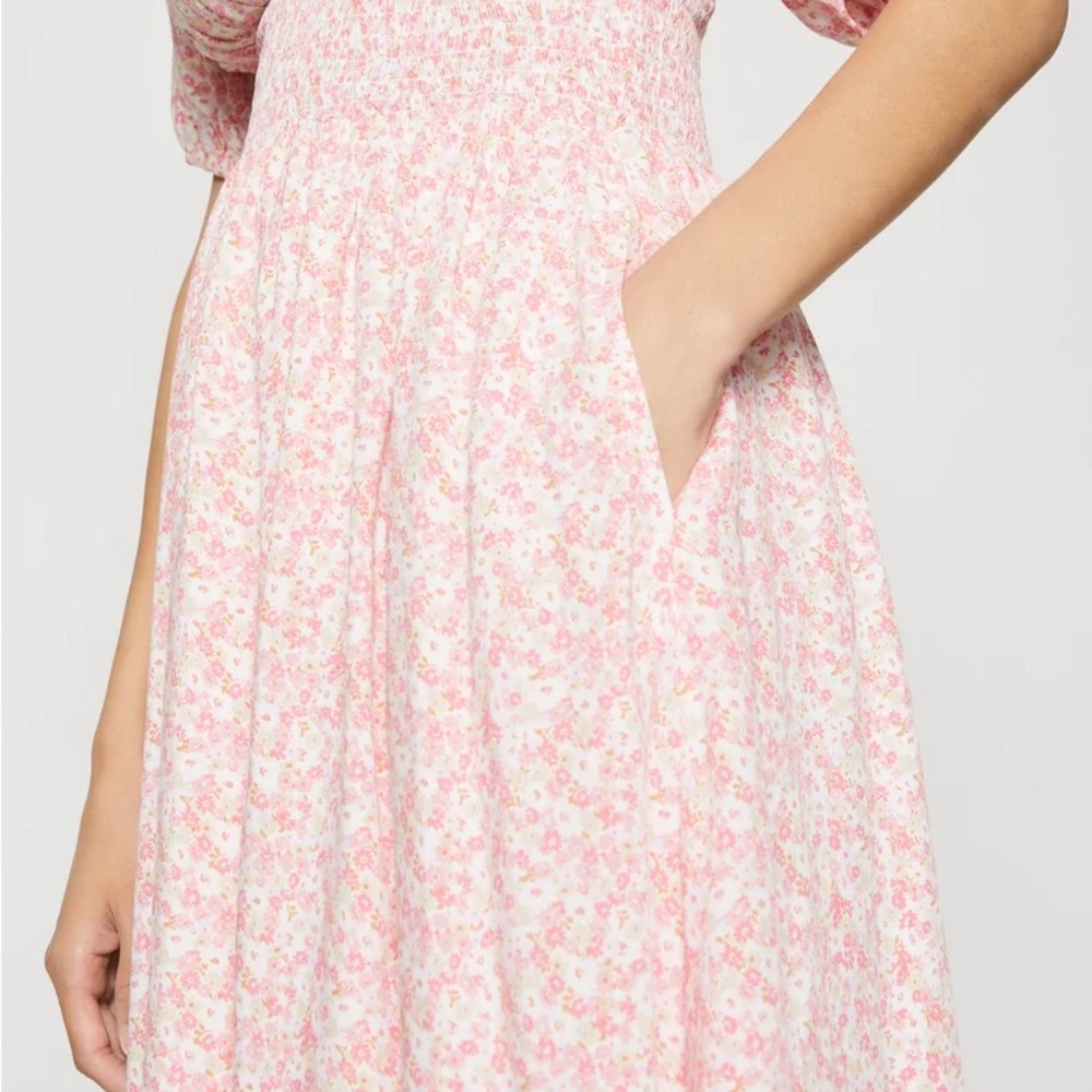 GAP Pink Smocked Puff Sleeve Sundress